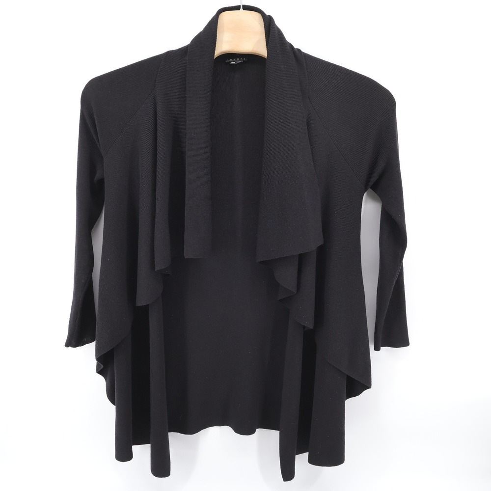 Theory Draped Open Front Ribbed Cardigan Black Womens Medium‎